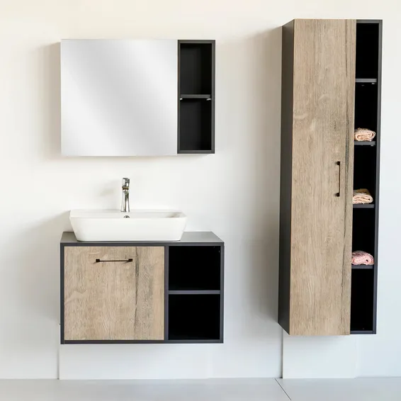 Ensemble de meuble-lavabo minimaliste scandinave Brookhil et Storm Grey.